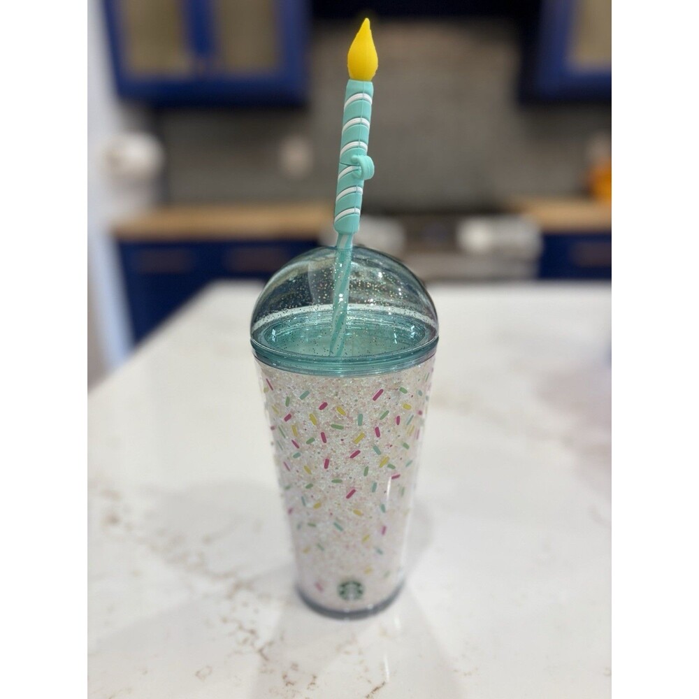 2025 Starbucks Tumbler 16oz With Birthday Candle Straw Topper